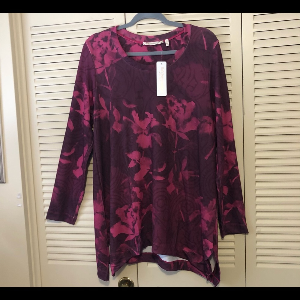 Soft Surroundings Plum and Magenta Floral Tunic